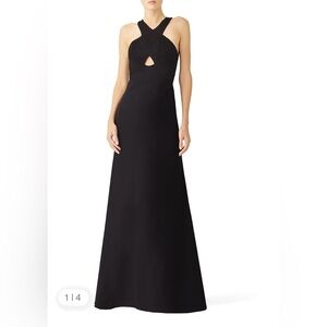 Aidan Mattox Black Cut Out Halter Maxi Dress